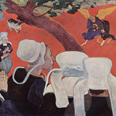 reproductie Vision after the sermon van Paul Gauguin
